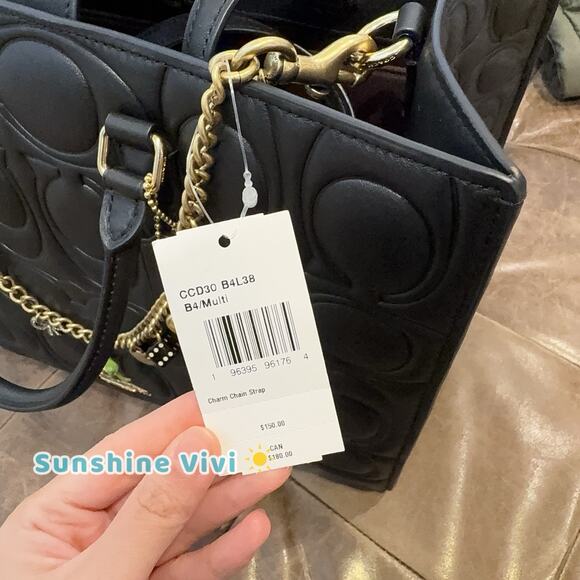 NWT Coach Bundle Large Maggie Tote Bag Blocked CY672 Black & CCD30 Long Chain - Picture 6 of 16